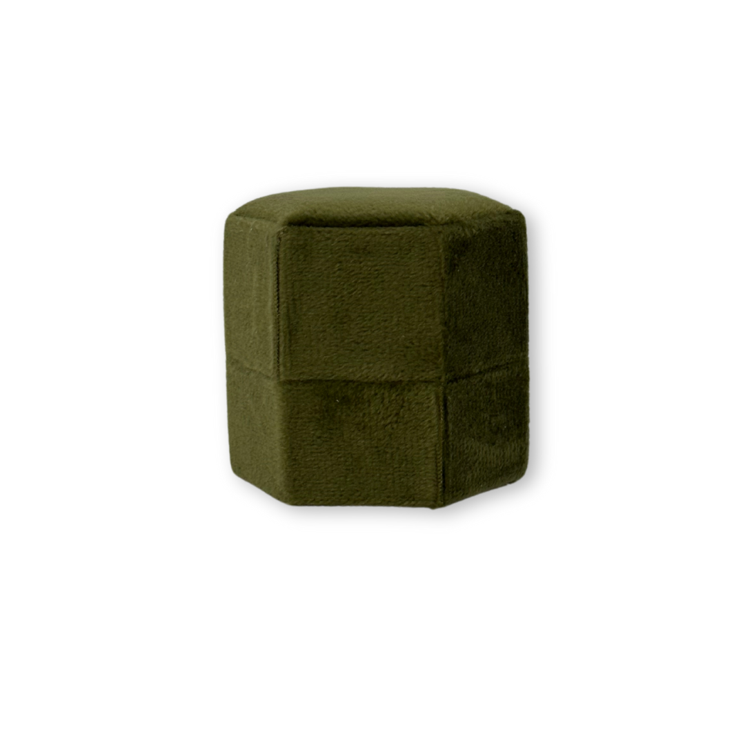 Olive Green Velvet Ring Box
