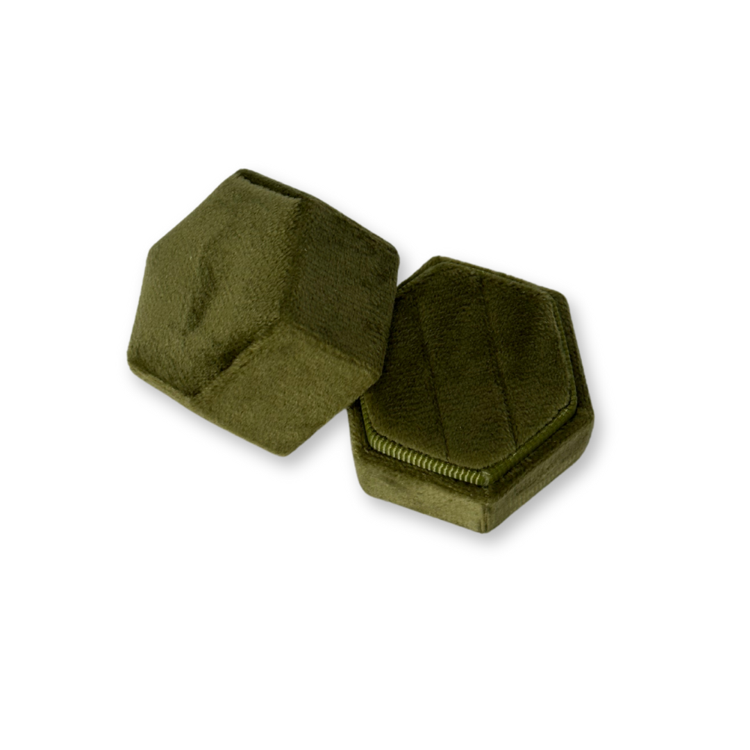 Olive Green Velvet Ring Box