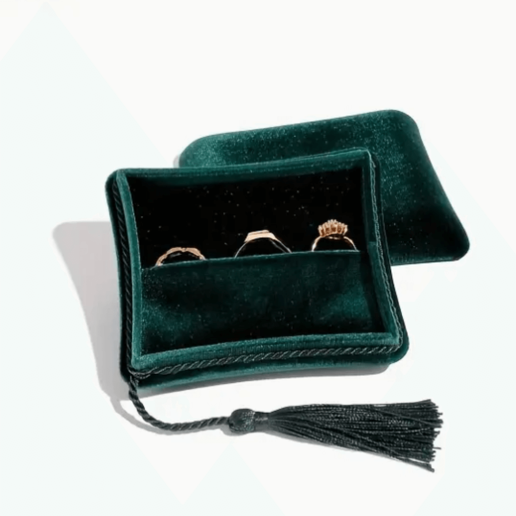 Forest Green Velvet Ring Cushion Box