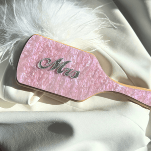 'Mrs' Paddle Hairbrush - Pink/Silver
