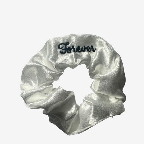 'Forever' White Hair Scrunchie