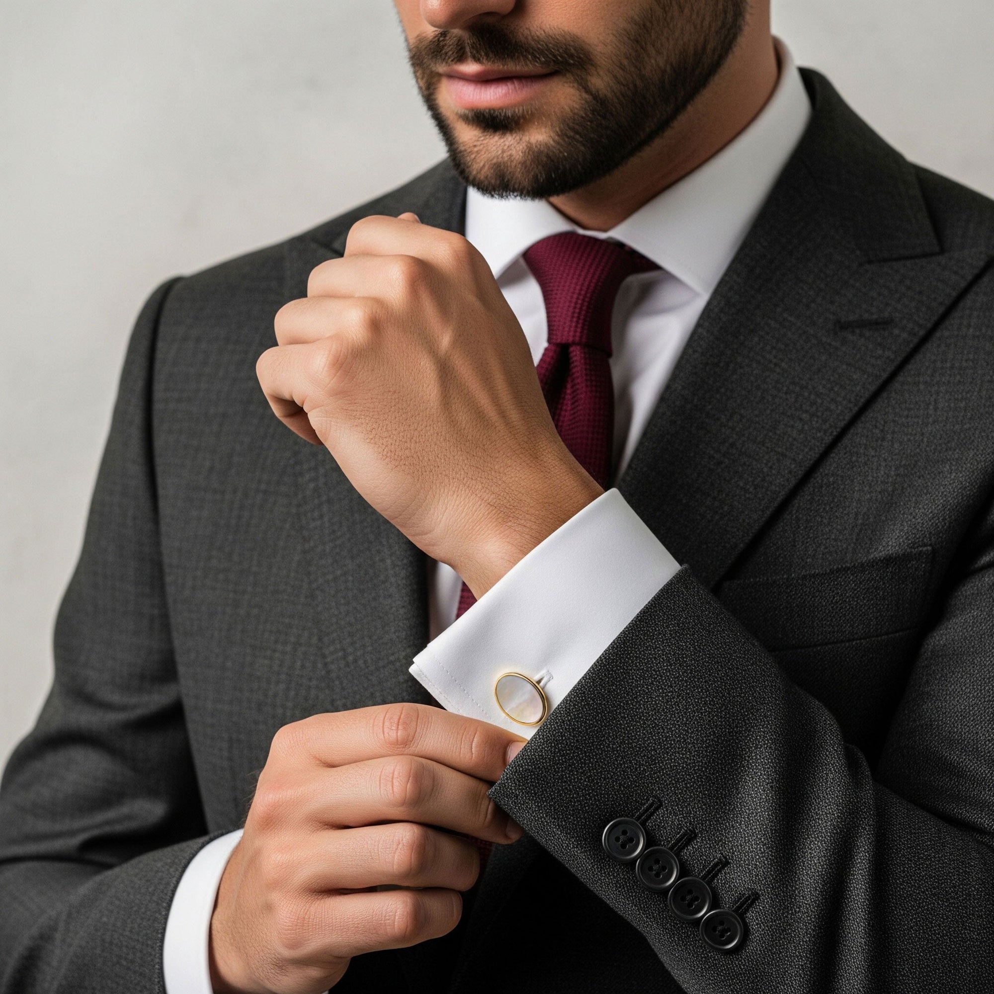 Mother Of Pearl Oval Cufflinks In Gold