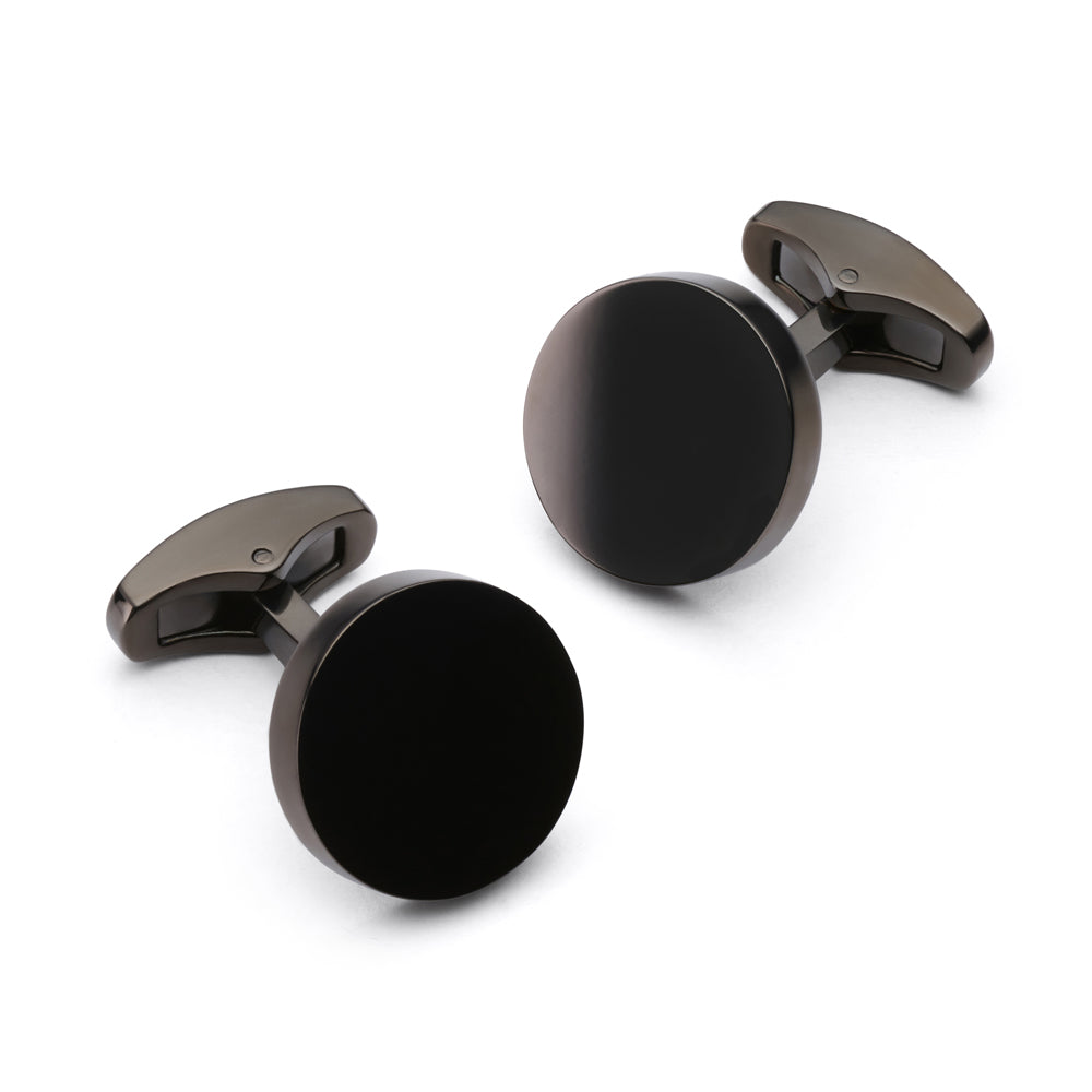 Round Cufflinks In Gun Metal