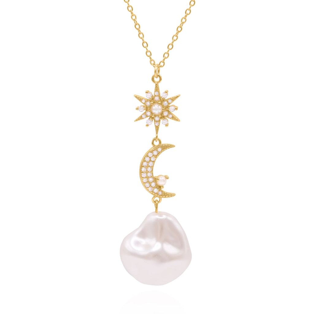 Bronte Pearl Drop Necklace - Gold