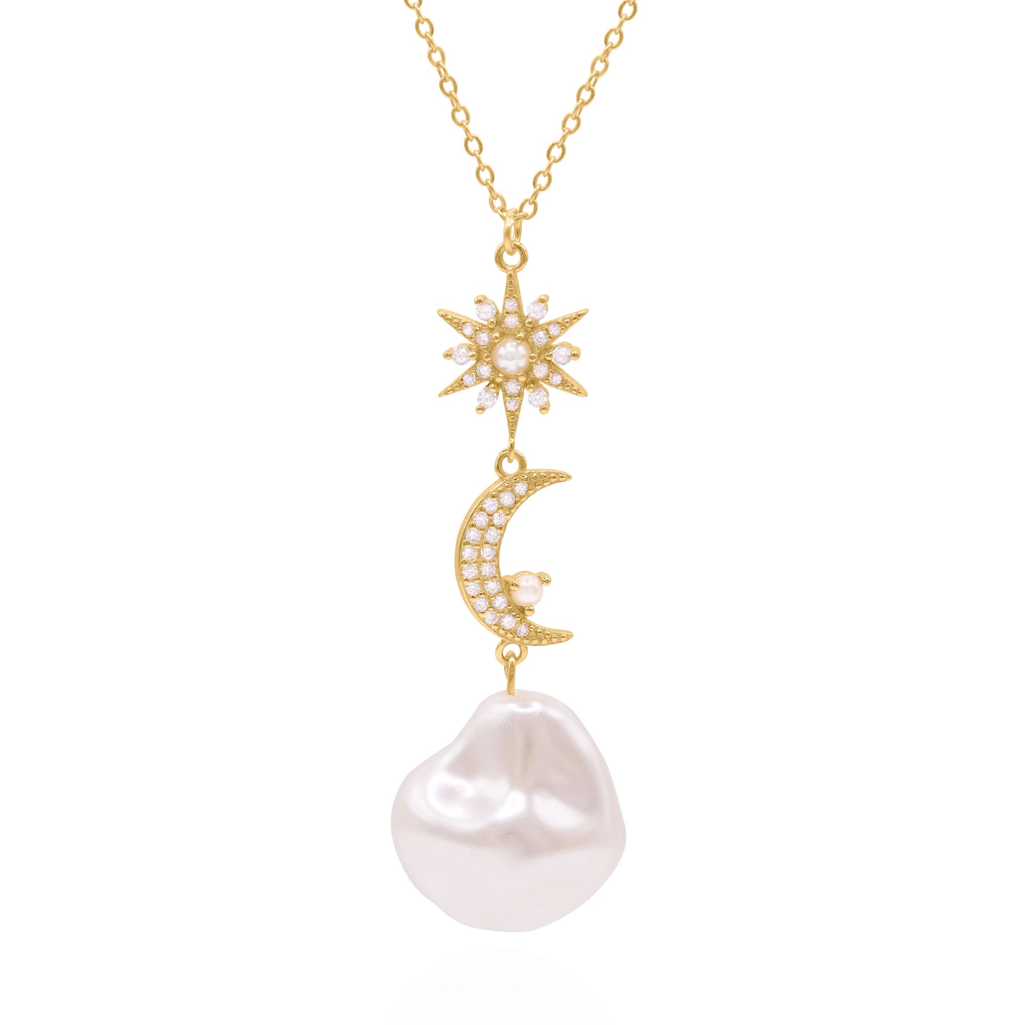 Bronte Pearl Drop Necklace - Gold
