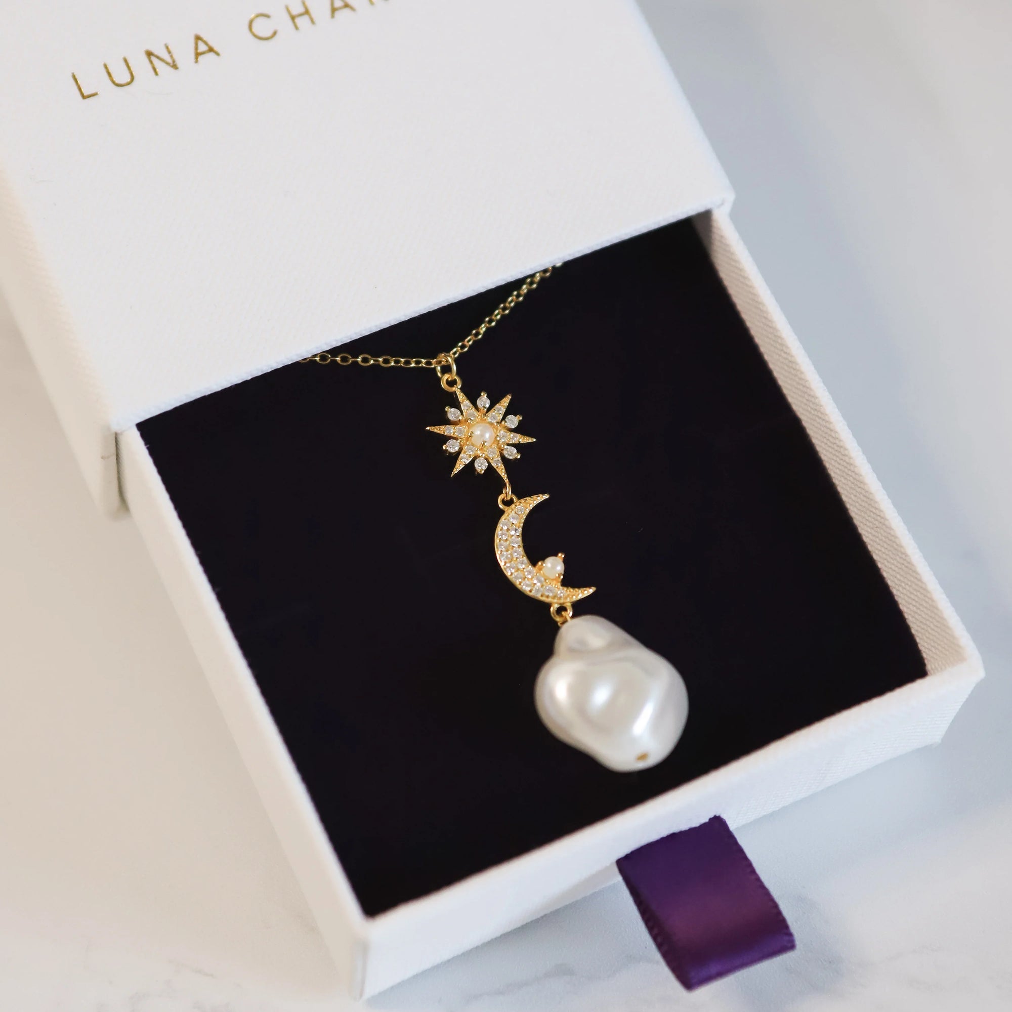 Bronte Pearl Drop Necklace - Gold