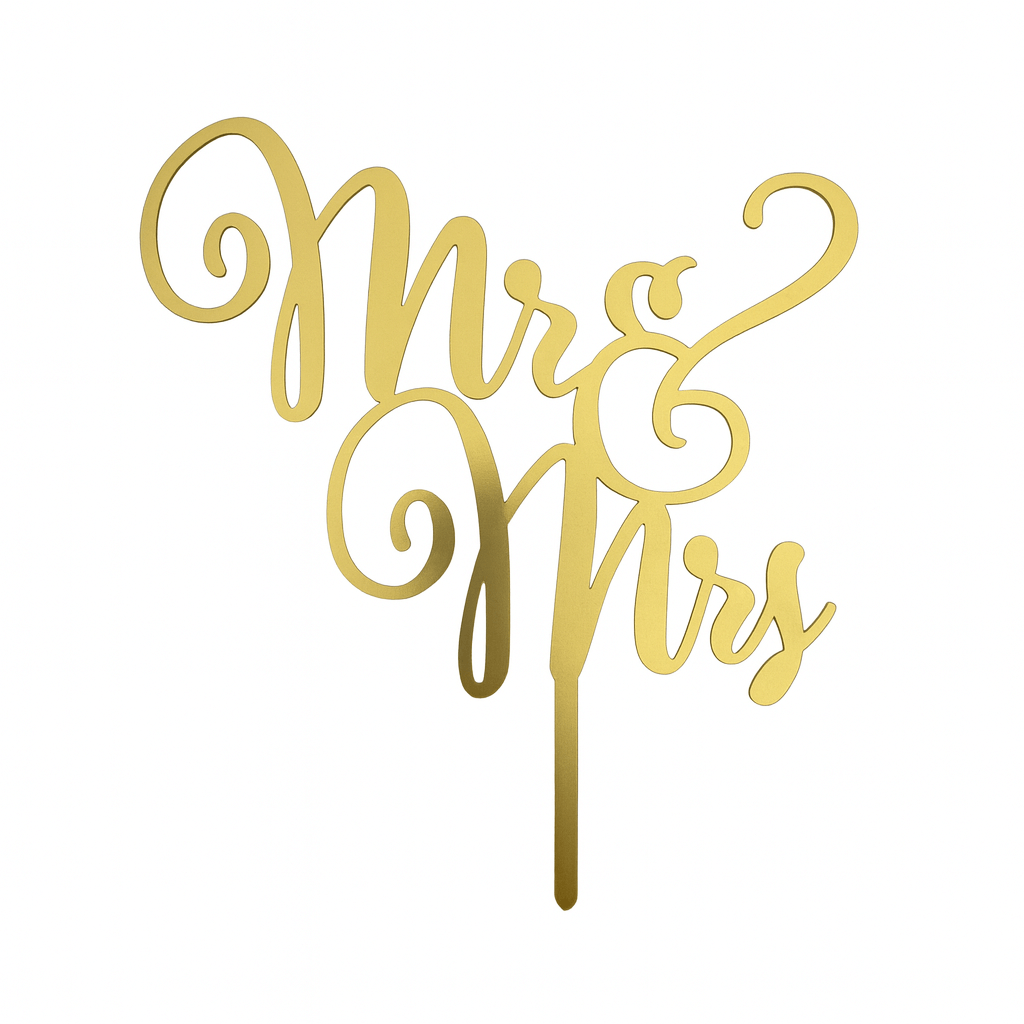 Mr & Mrs Gold Cake Topper