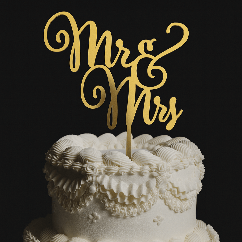 Mr & Mrs Gold Cake Topper