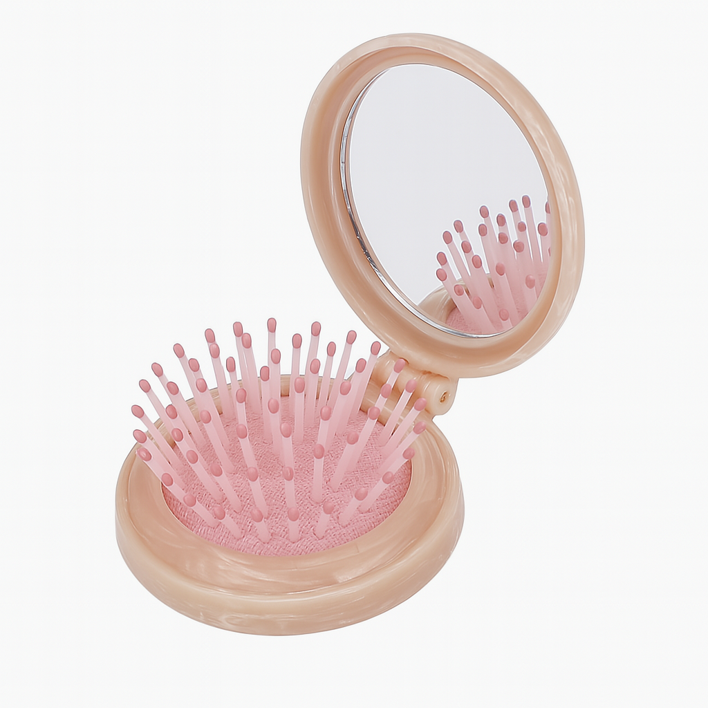 Pink Folding Hairbrush