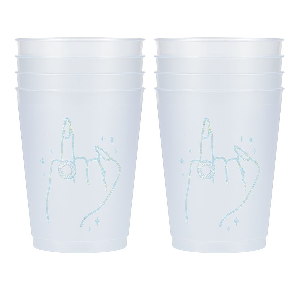 Ring On It' Plastic Frosted Cups - 12 Pack