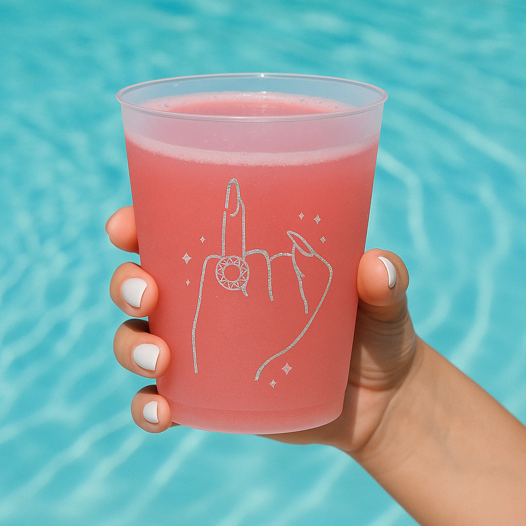 Ring On It' Plastic Frosted Cups - 12 Pack
