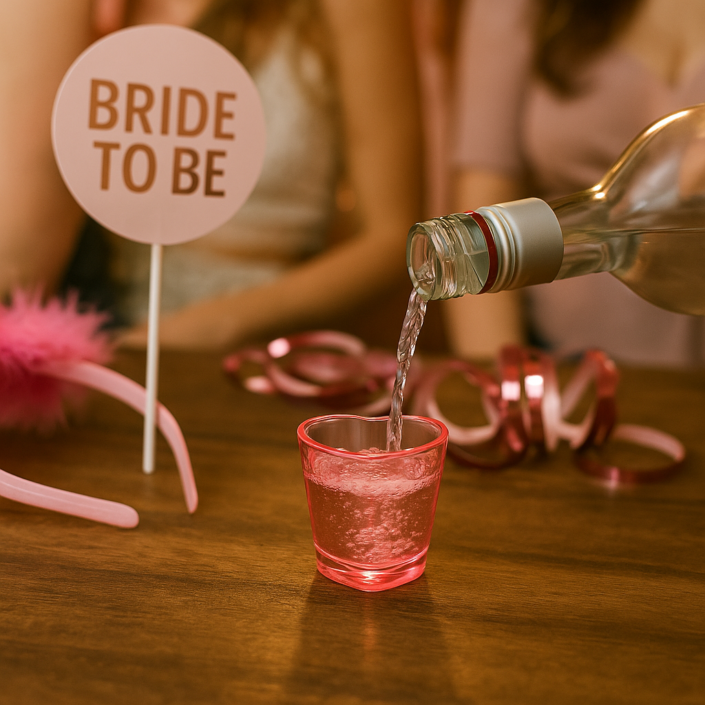 Pink Heart Shaped Shot Glass - 6 Pack