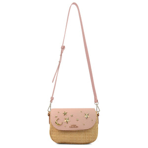 Elena Star Studded Rattan Handbag - Pink