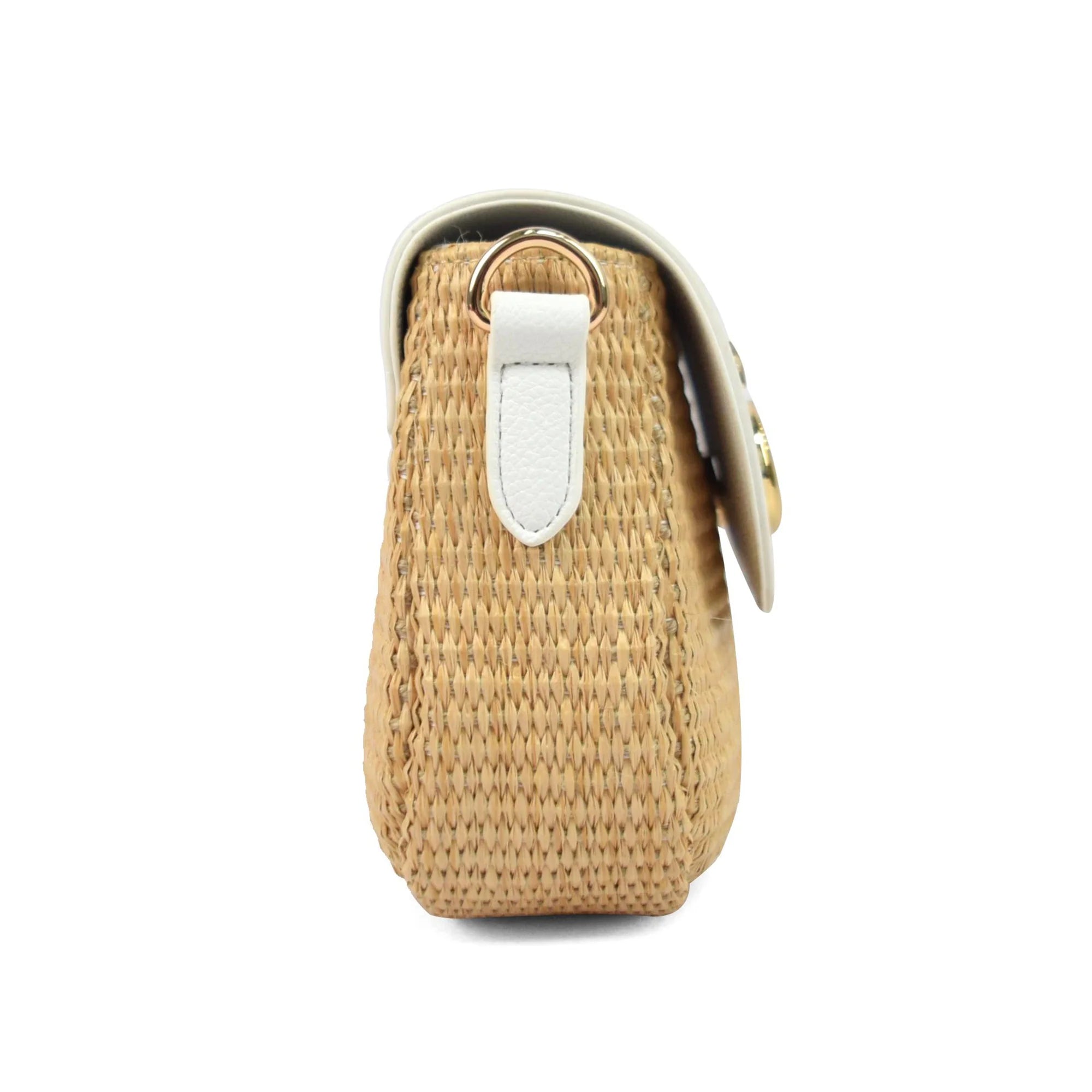 Elena Star Studded Rattan Handbag - White