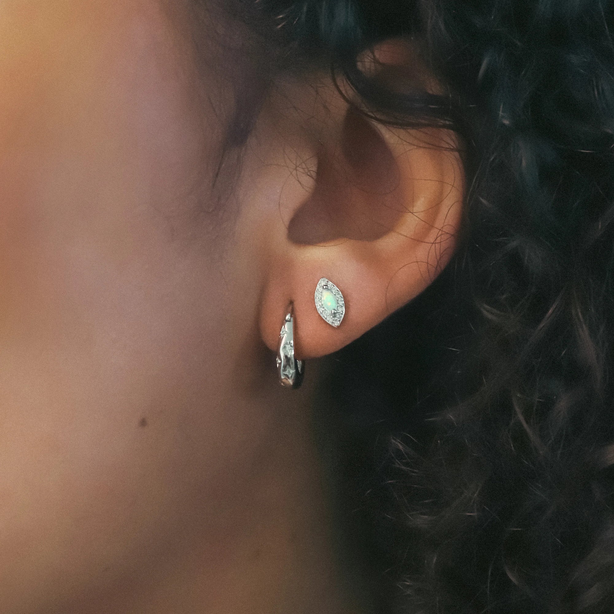 Esti Star Hoop Earrings - Silver