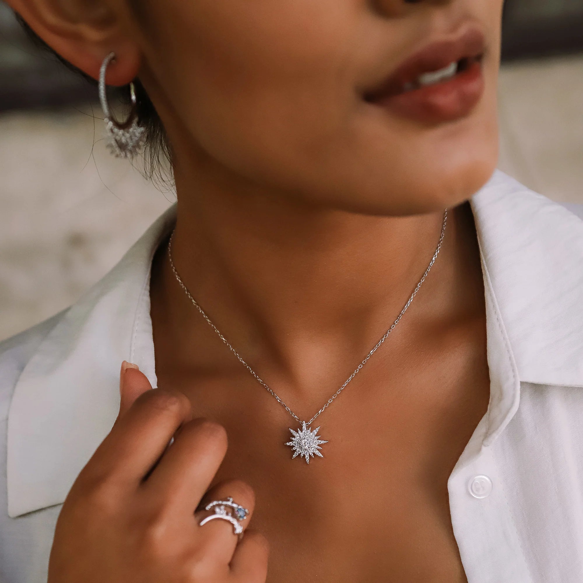 Estella Starburst Necklace - Silver