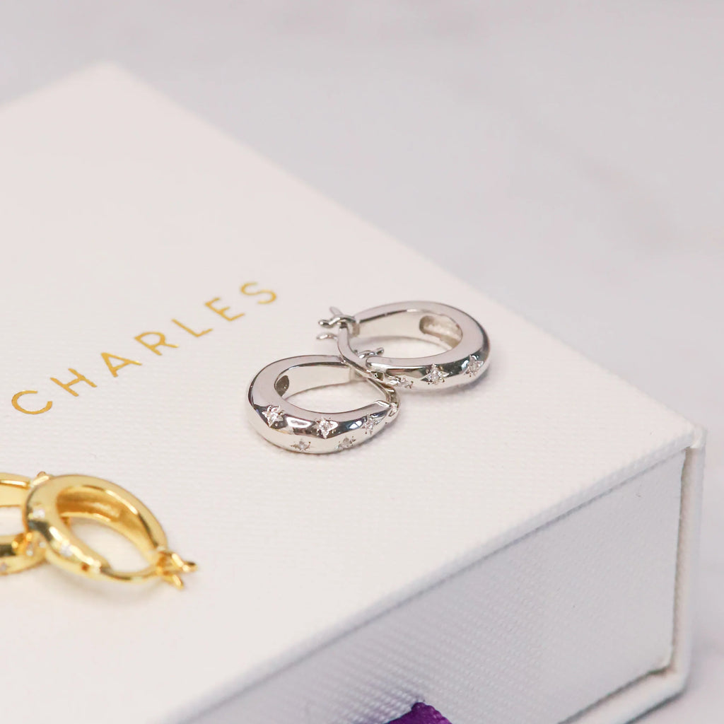 Esti Star Hoop Earrings - Silver