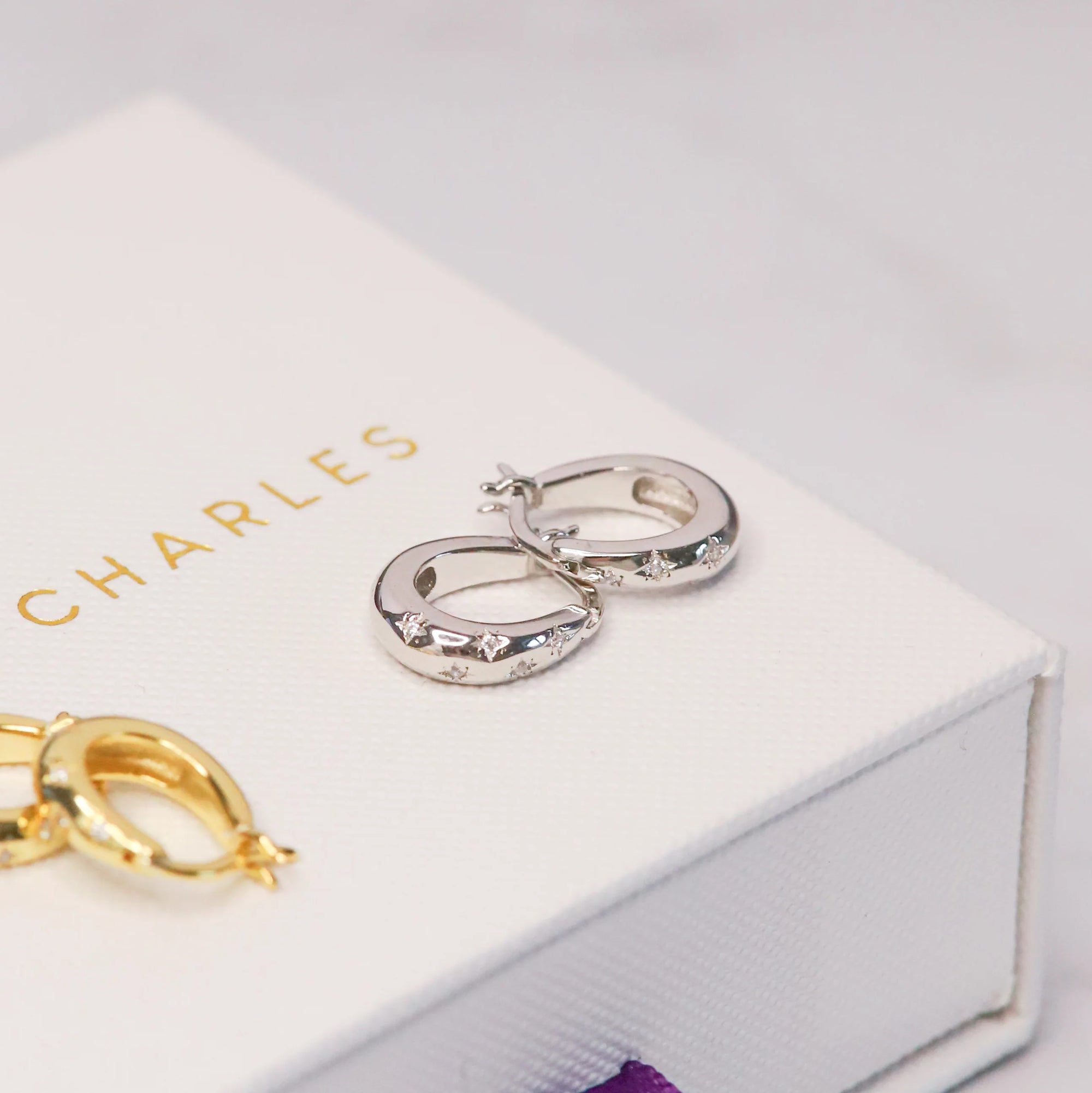 Esti Star Hoop Earrings - Silver