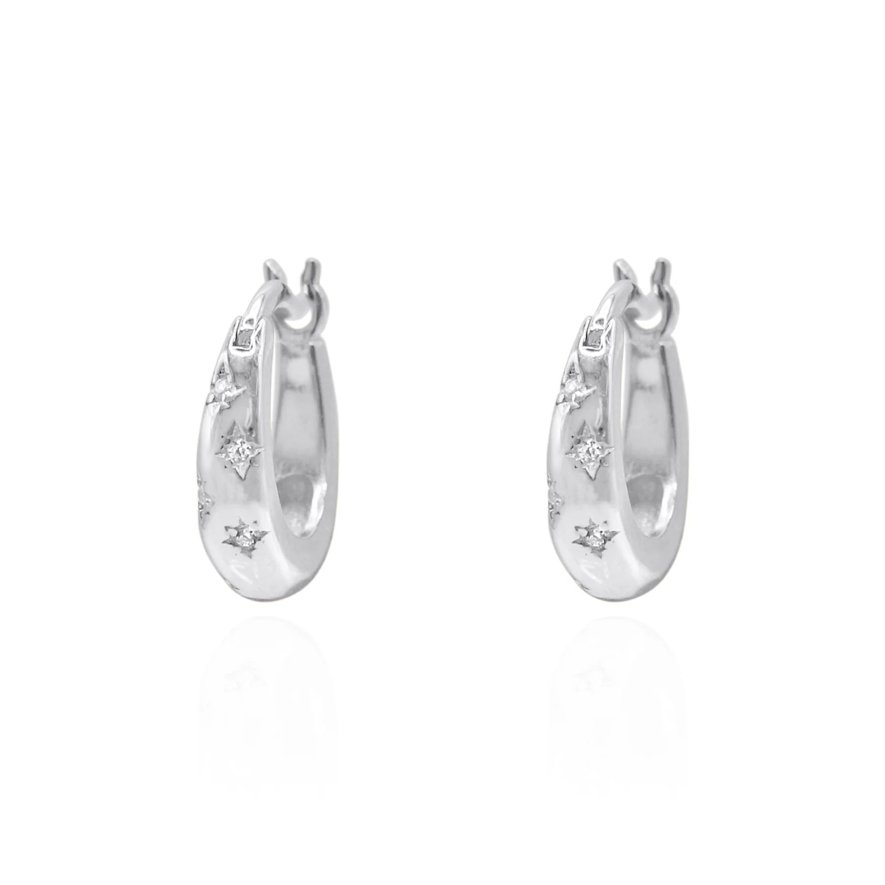 Esti Star Hoop Earrings - Silver