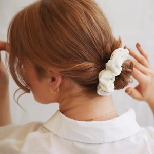 Stella Velvet Hair Scrunchie - White
