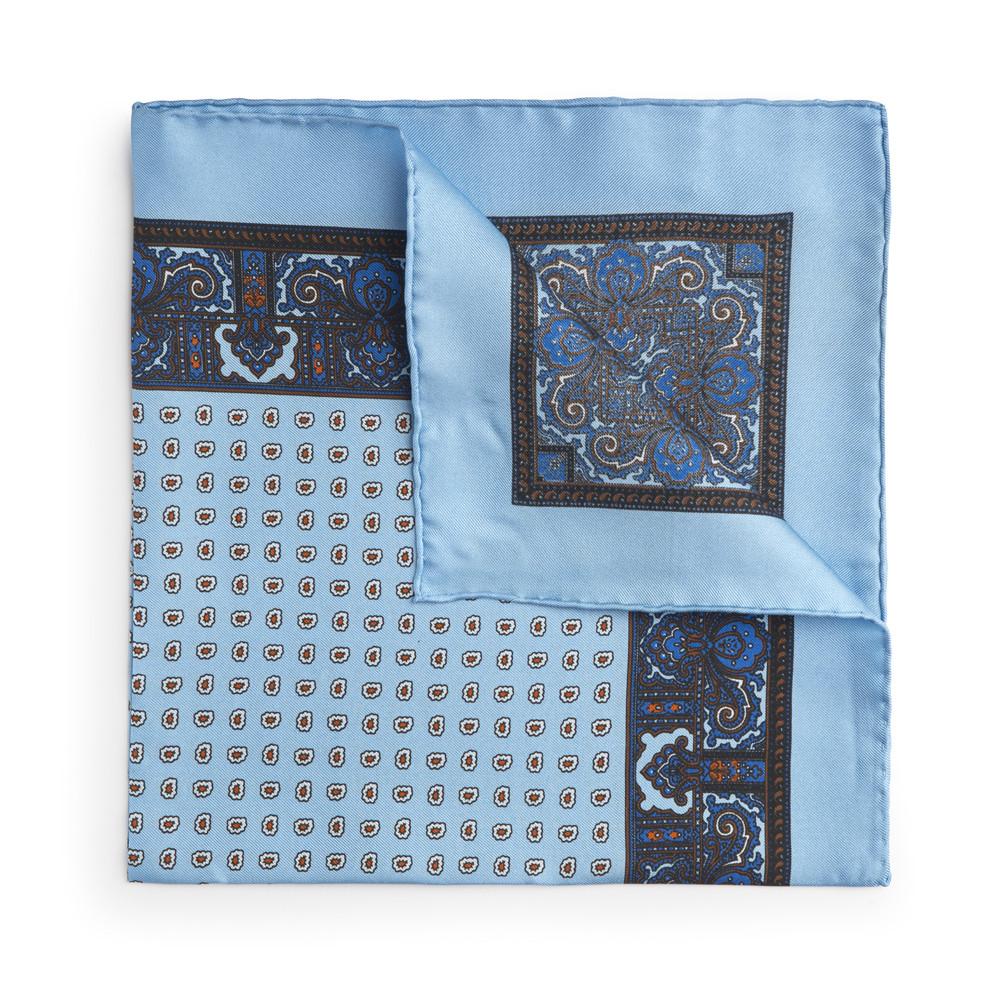 Sky Blue Paisley Silk Pocket Square Accessories Not specified