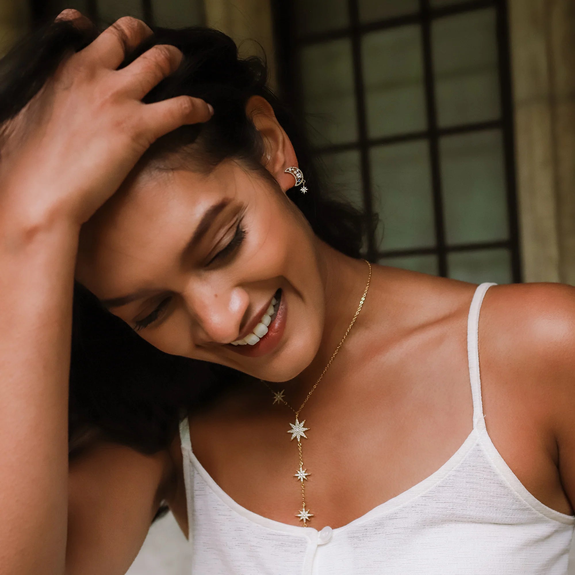 Juliet Starburst Y Drop Necklace - Gold