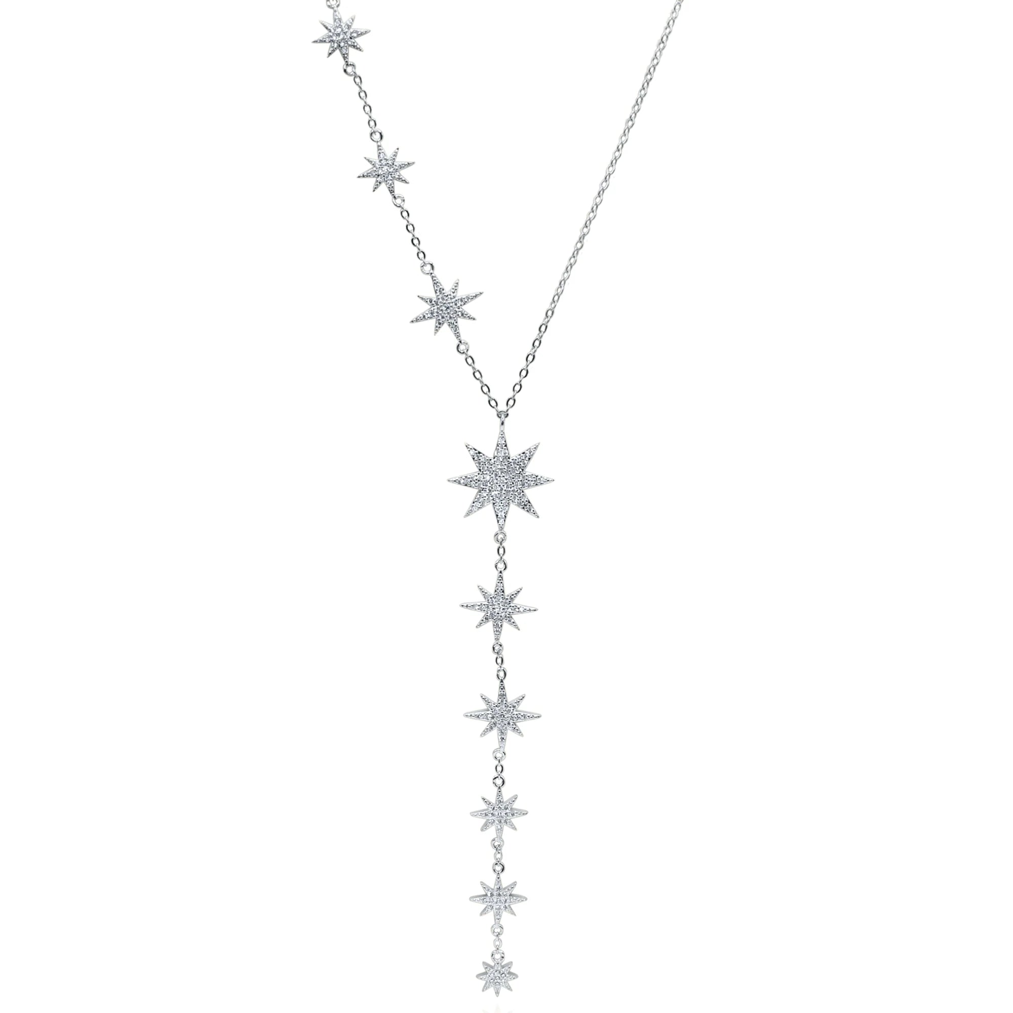 Juliet Starburst Y Drop Necklace - Silver