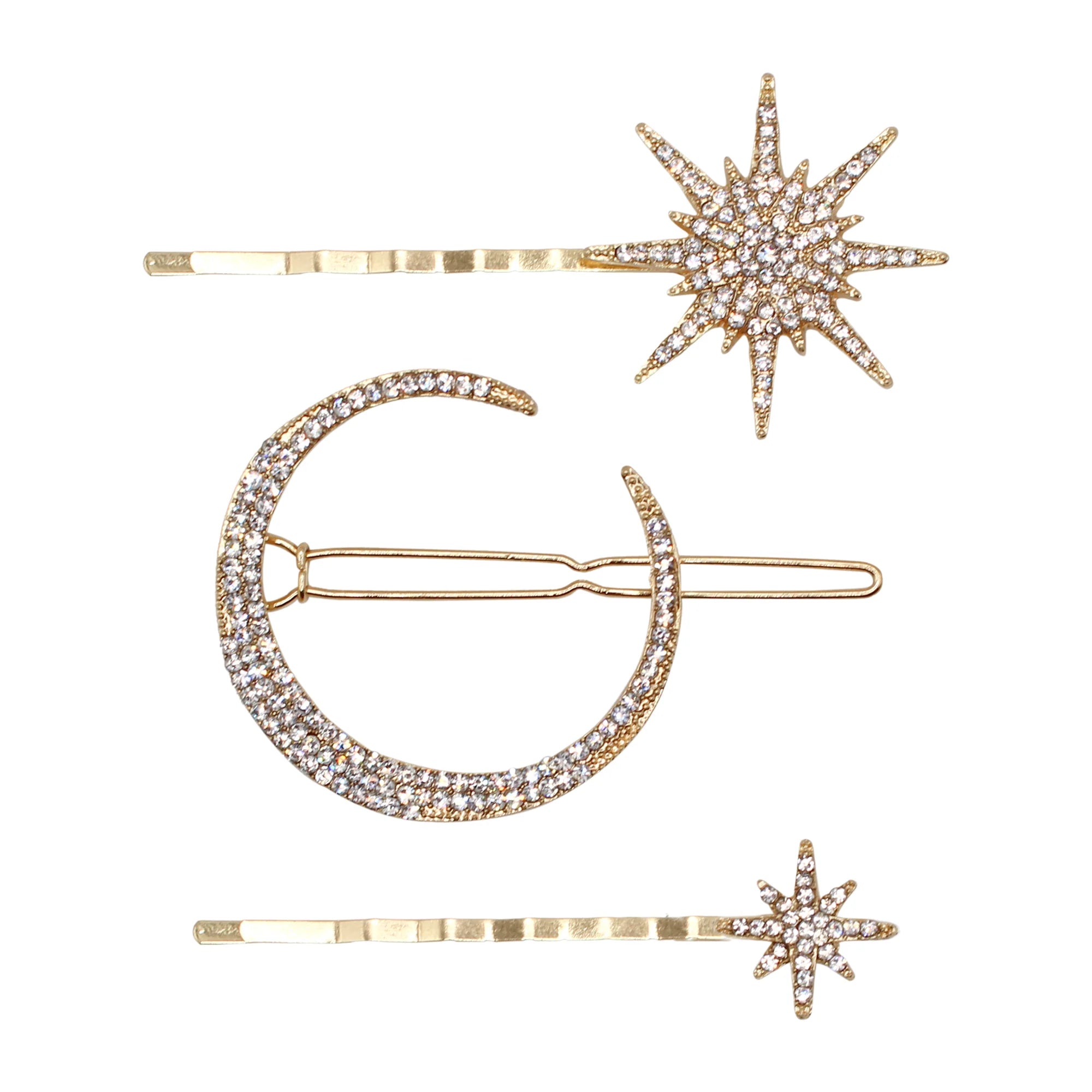 Juno Moon & Star Hair Clip Set - Gold