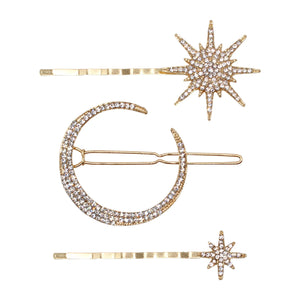Juno Moon & Star Hair Clip Set - Gold