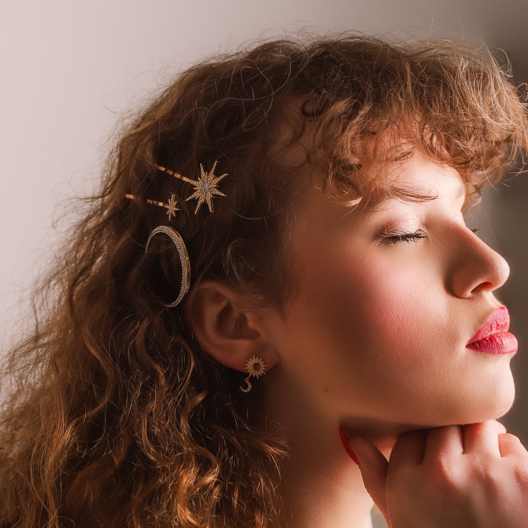 Juno Moon & Star Hair Clip Set - Gold