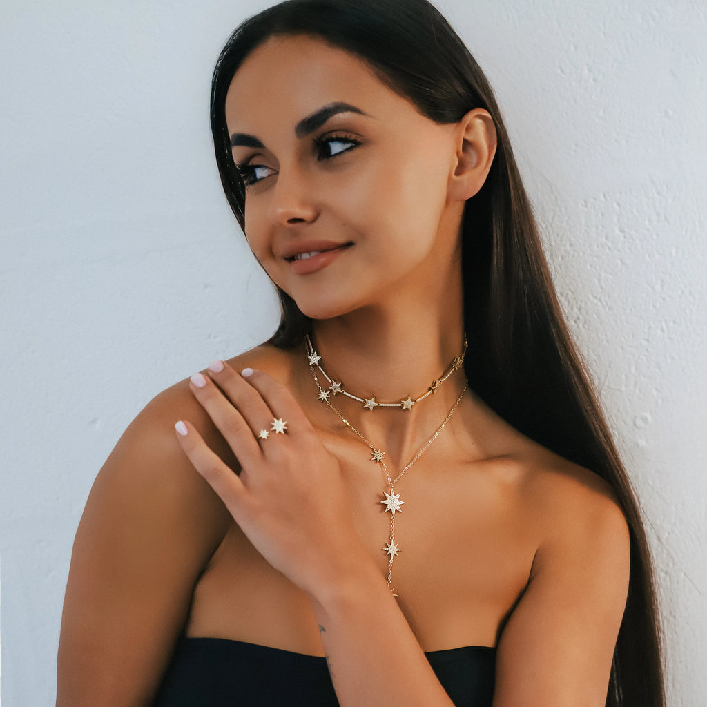 Juliet Starburst Y Drop Necklace - Gold