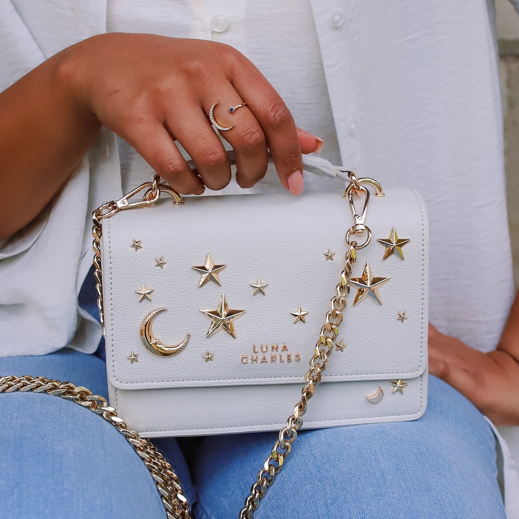 Nova Star Studded Handbag - Grey