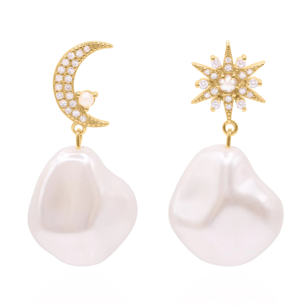 Seraphina Pearl Drop Earrings - Gold