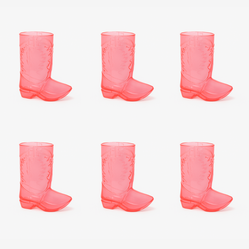 Pink Cowboy Boot Shot Glass - 6 Pack