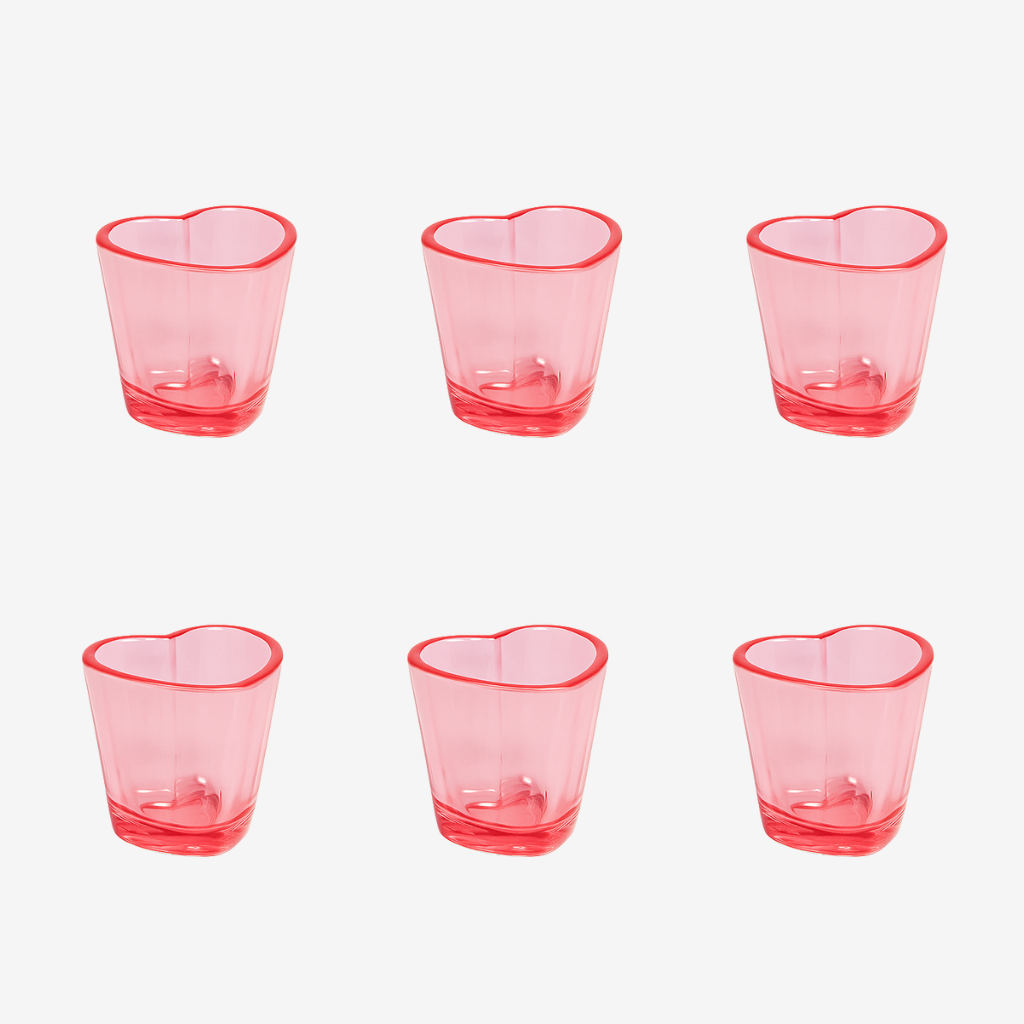 Pink Heart Shaped Shot Glass - 6 Pack