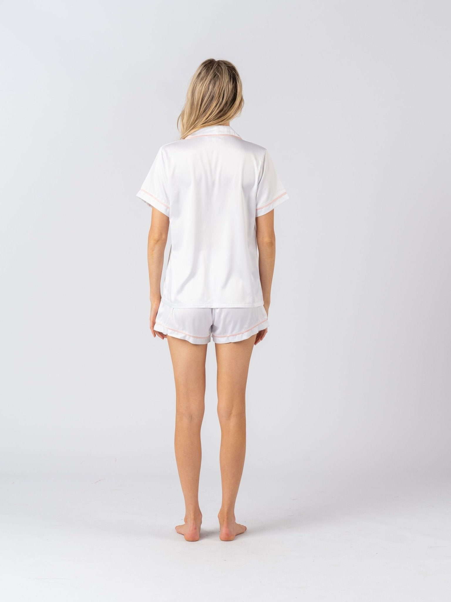 Short Sleeve Pyjama Set - White/Baby Pink