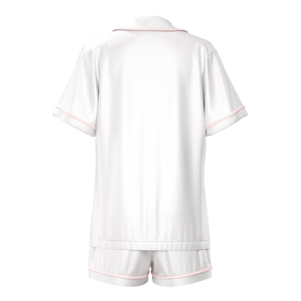 Short Sleeve Pyjama Set - White/Baby Pink