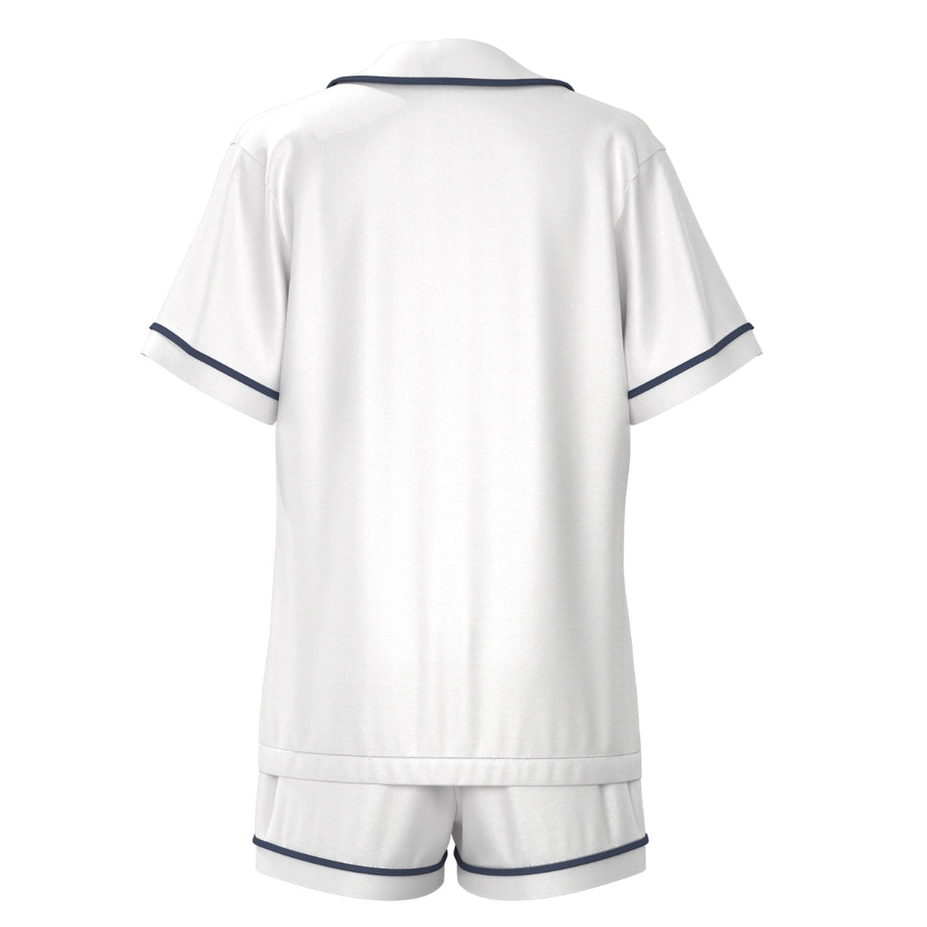 Short Sleeve Pyjama Set - White/Navy Blue